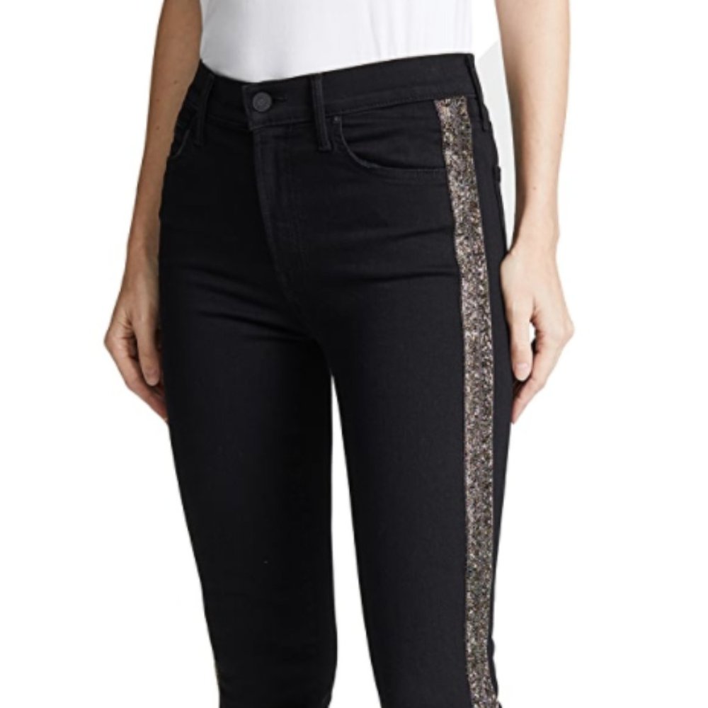 Mother Rascal Mid-Rise Ankle Fray Embellished Jean